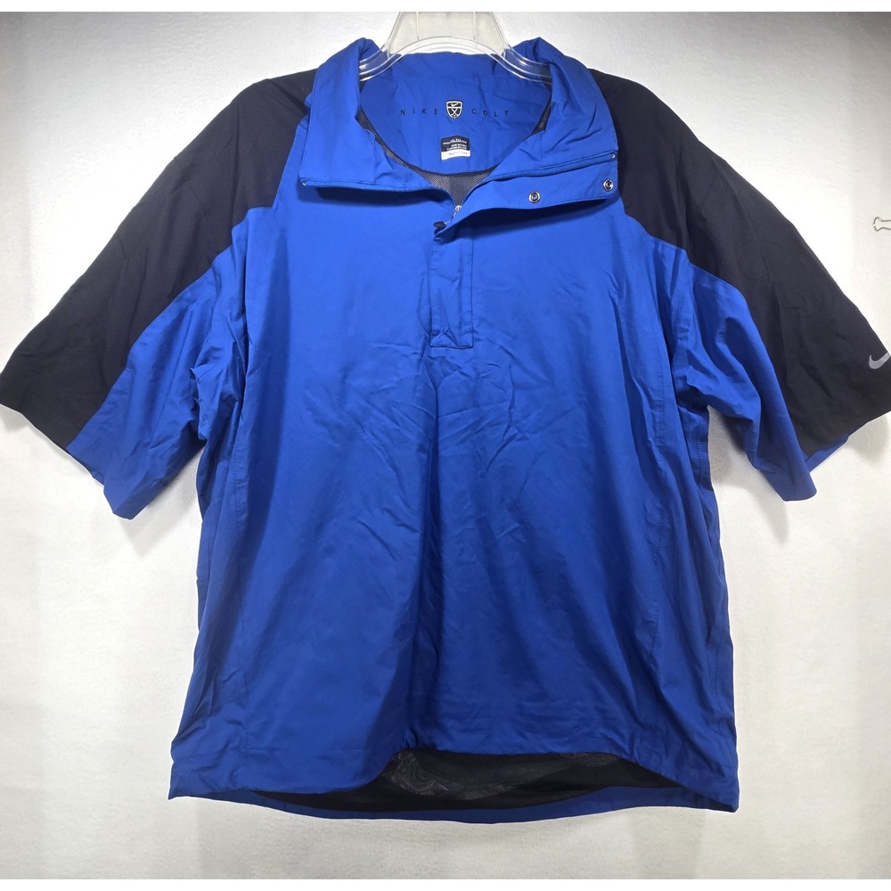Nike Golf Storm-FIT Windbreaker Mens XXL Blue Black Short Sleeve 1/4 Zip Top